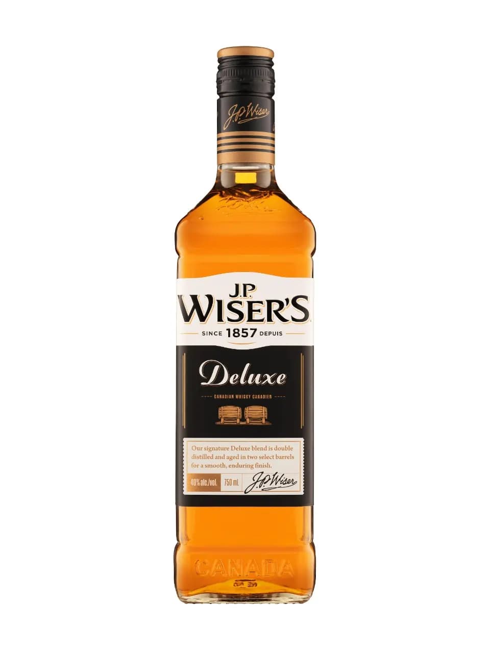 J.P. Wiser's Deluxe Whisky bottle
